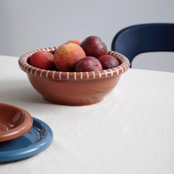 HAY | Barro Salad Bowl - Large - Natural With White Stripes