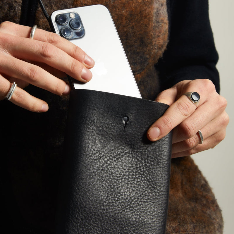 Earl of East x Kate Sheridan | Leather Jigsaw Pouch - Tumbled Black