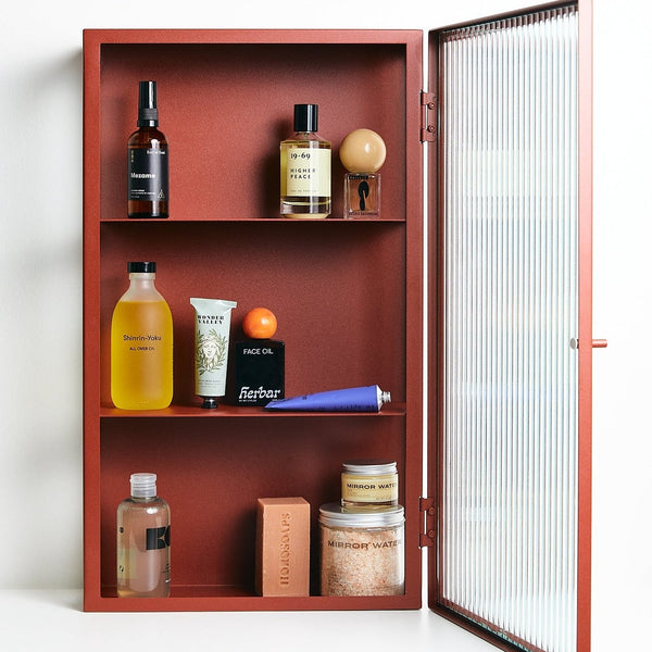 ferm LIVING | Haze Wall Cabinet - Reeded Glass - Oxide Red