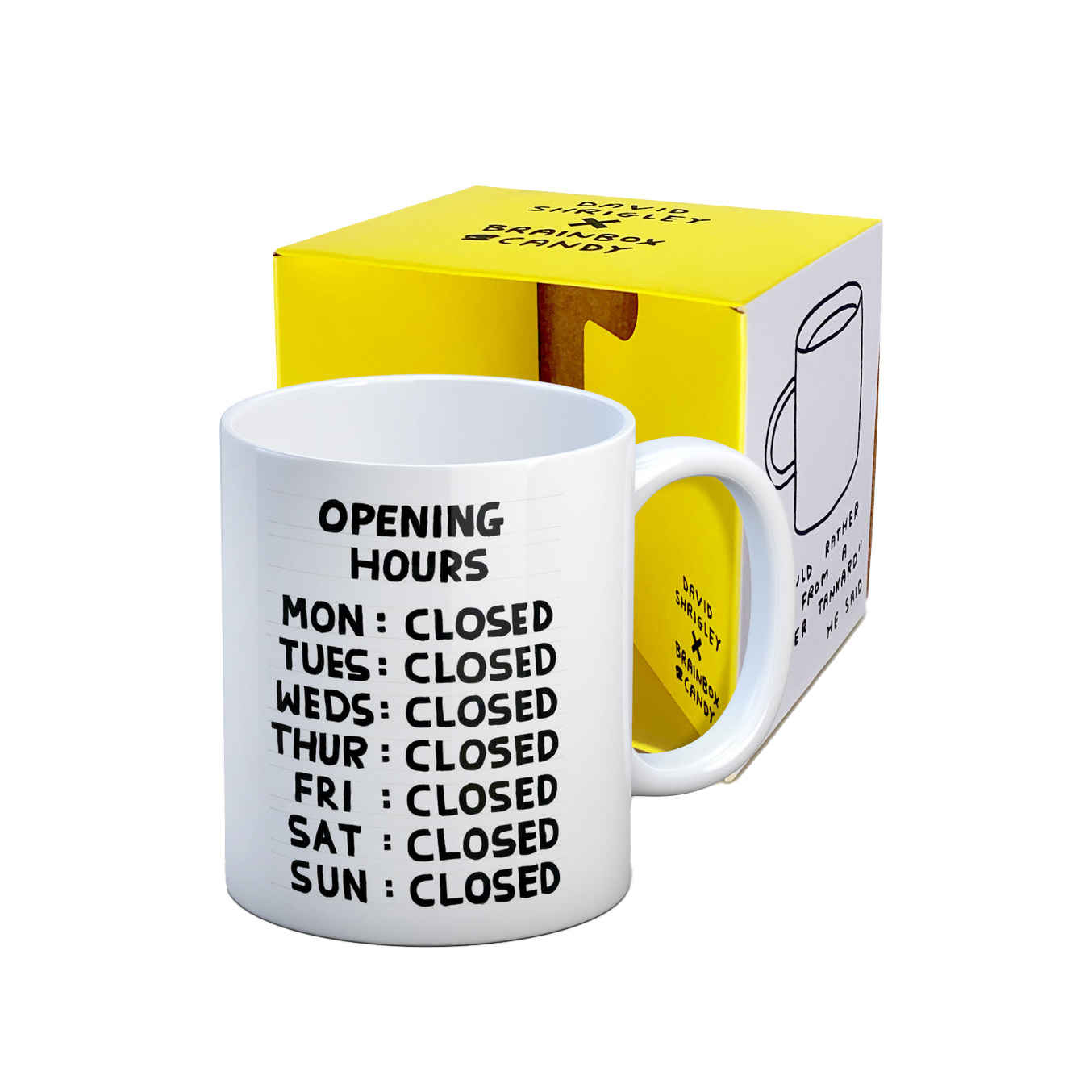 David Shrigley | Opening Hours Mug | King's Cross