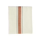 Madam Stoltz | Striped Kitchen Tea Towel - Off White, Tomato, Taupe