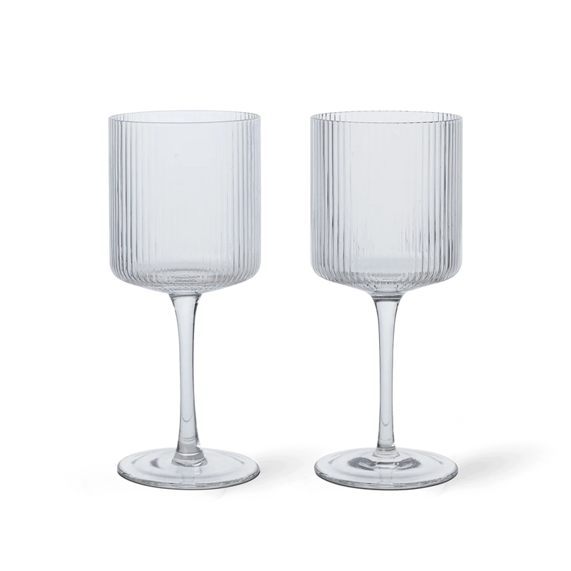 ferm LIVING | Ripple White Wine Glasses - Set of Two - Clear