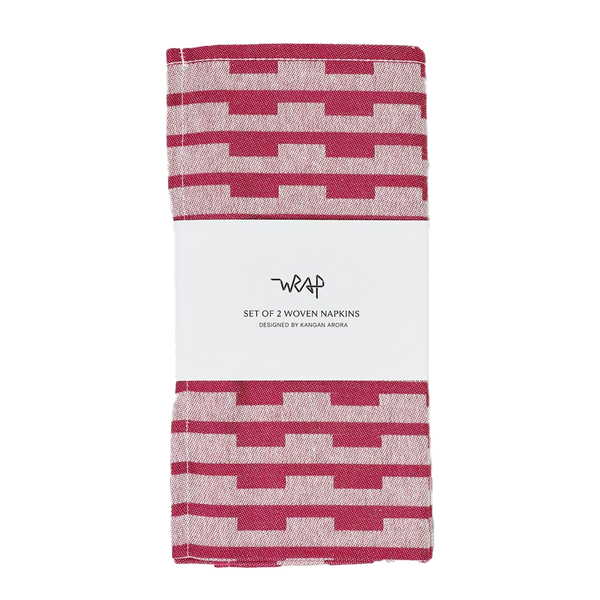 Kangan Arora for Wrap | Stripes Napkins - Burgundy/Natural