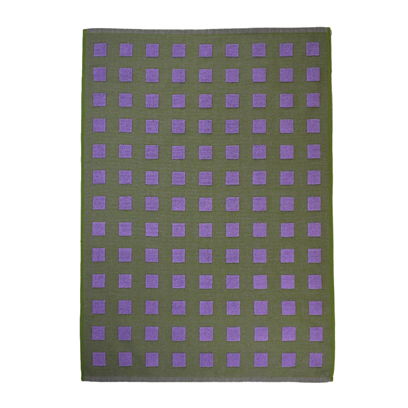 Kangan Arora for Wrap | Squares Tea Towel - Lilac & Olive